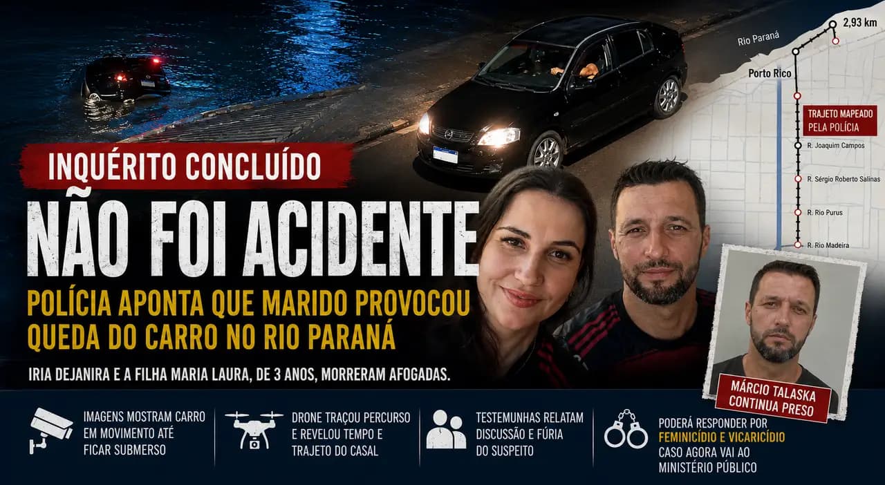 Inquérito conclui que queda de carro no Rio Paraná não foi acidente; marido segue preso