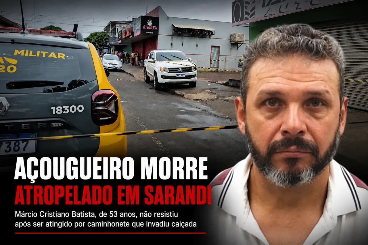 Açougueiro morre após ser atropelado por caminhonete que invadiu calçada em Sarandi